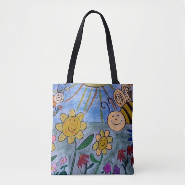 Honey Bees & Flowers Tote Bag (Front)