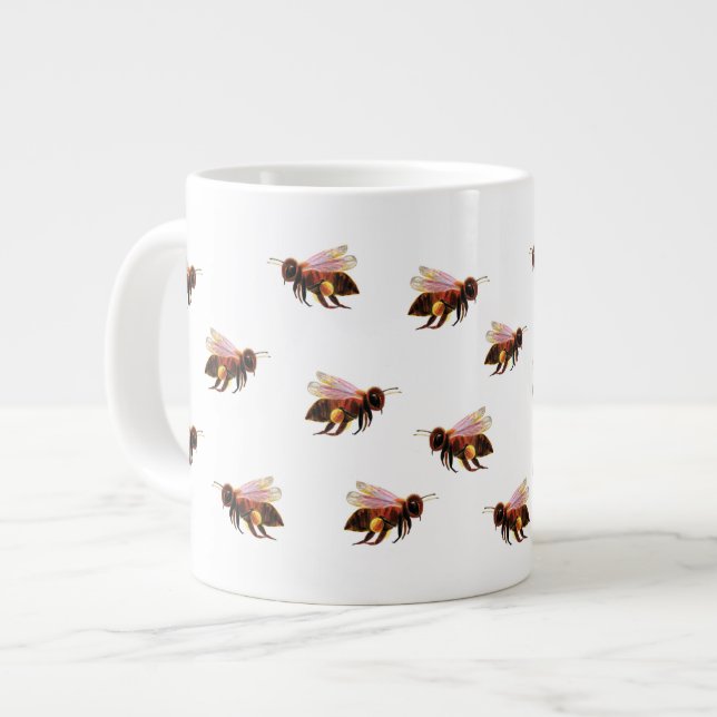 Honey Bees Flying  Large Coffee Mug (Front Left)