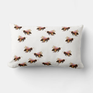 Honey Bees Flying Lumbar Cushion