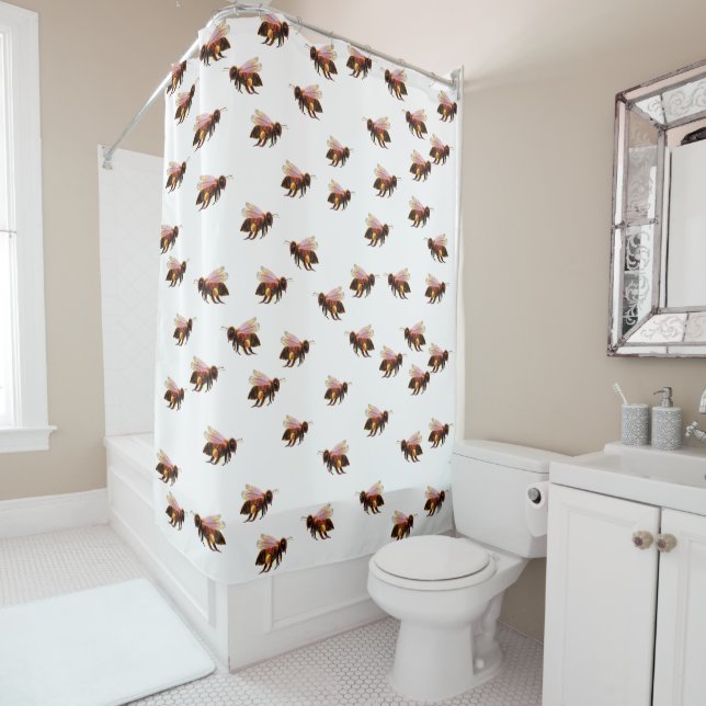 Honey Bees Flying  Shower Curtain (In Situ)
