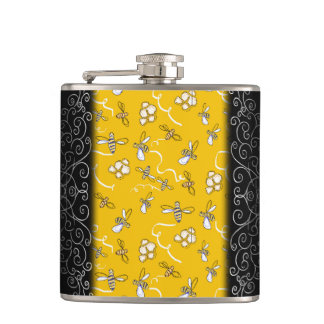 Honey Bees Hip Flask
