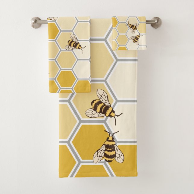 Honey Bees & Honeycomb Bath Towel Set (Insitu)