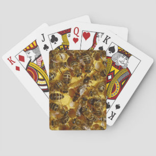 Honey Bees in Hive with Queen in Middle Playing Cards