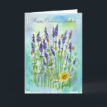 Honey Bees Lavender Personalised Happy Birthday Card<br><div class="desc">A pretty personalised name Happy Birthday card decorated with a watercolor painting of honey bees pollinating lavender flowers accented with a background of blue purple and green.</div>
