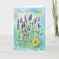 Honey Bees Lavender Personalised Happy Birthday