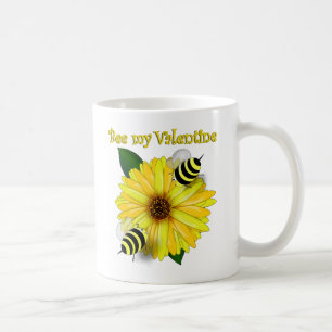 Honey Bees Meeting on Yellow Flower Coffee Mug