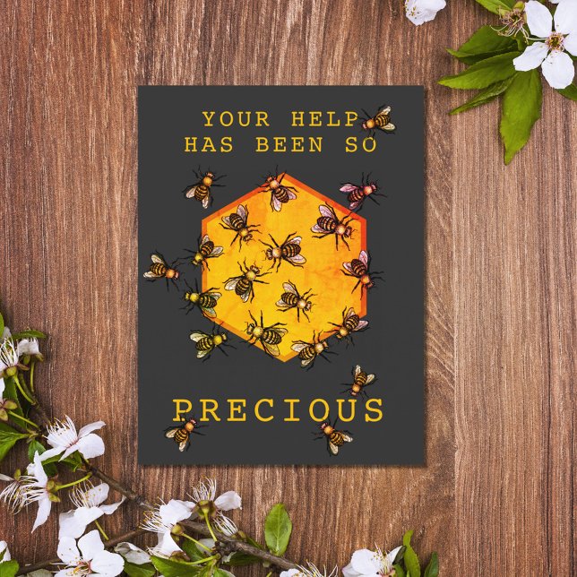 Honey Bees Modern Black Customisable Thank You Postcard (Creator Uploaded)