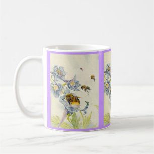 Honey Bees & Morning Glory Flowers EZ2 Customise Coffee Mug