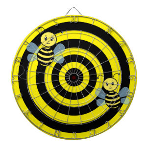 Honey Bees on Black & Yellow Circles Dartboard