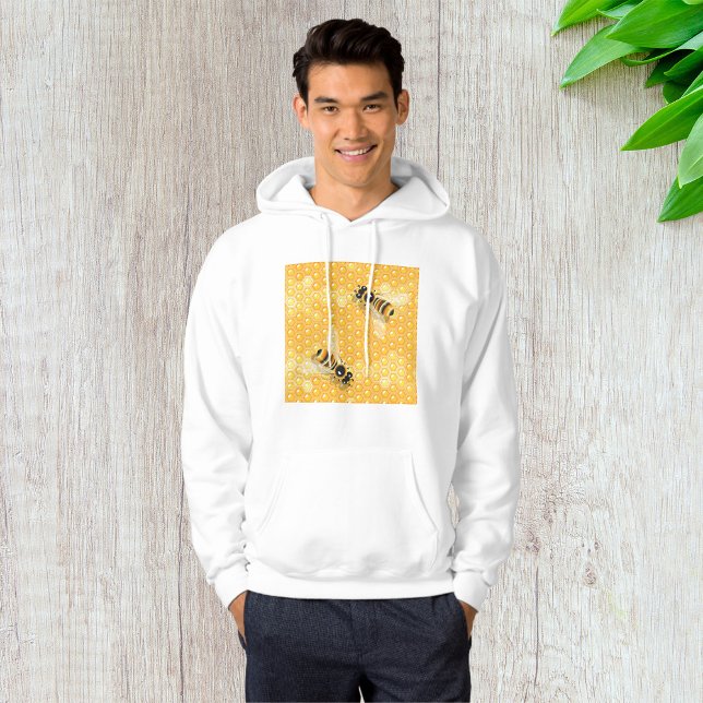 Honey Bees on Bright Honeycomb Pattern  Hoodie (Creator Uploaded)