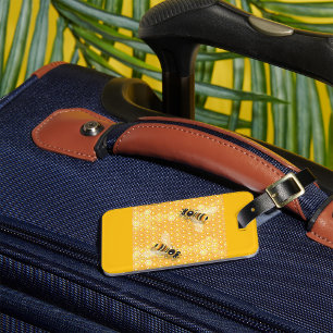Honey Bees on Bright Honeycomb Pattern  Luggage Tag