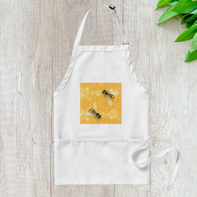 Honey Bees on Bright Honeycomb Pattern  Standard Apron (Creator Uploaded)