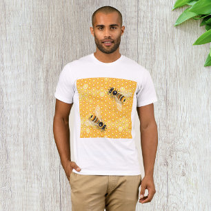 Honey Bees on Bright Honeycomb Pattern  T-Shirt