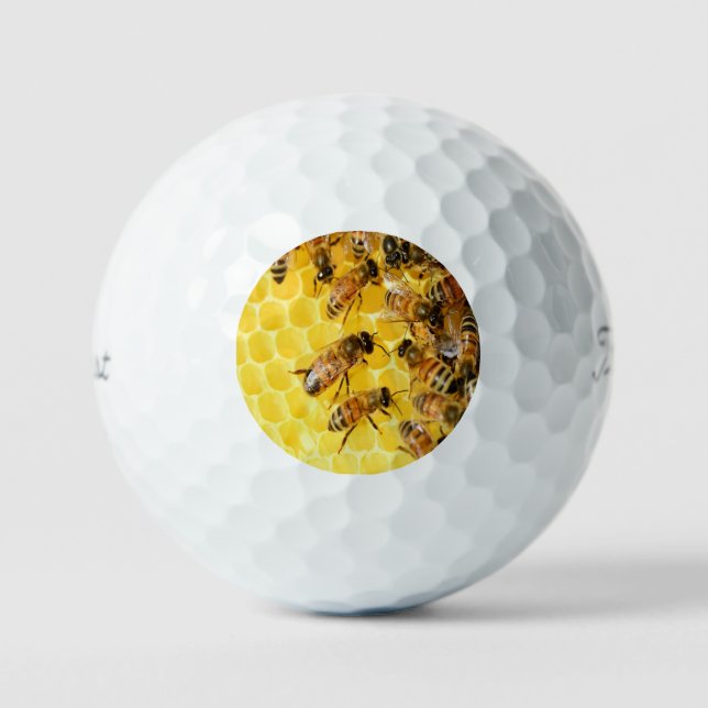 Honey Bees on Honeycomb Golf Balls (Front)
