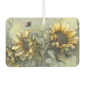 Honey bees on Sunflowers Car Air Freshener