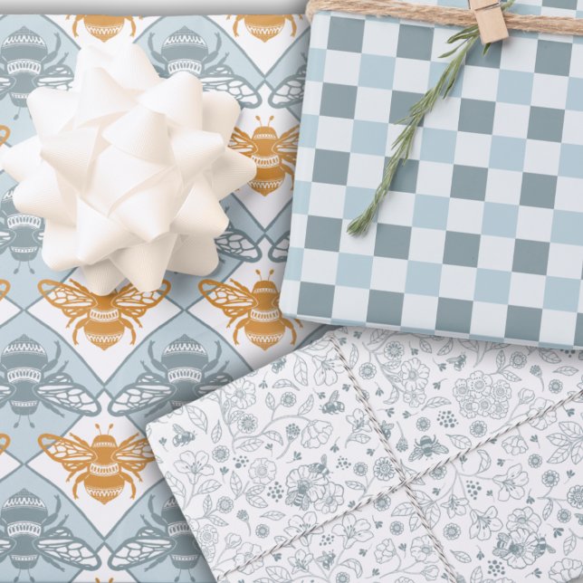 Honey Bees Pattern Matching Set Wrapping Paper Sheet (Creator Uploaded)