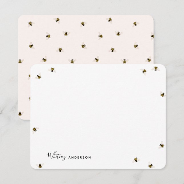 Honey Bees Personalised Stationery Note Card (Front/Back)