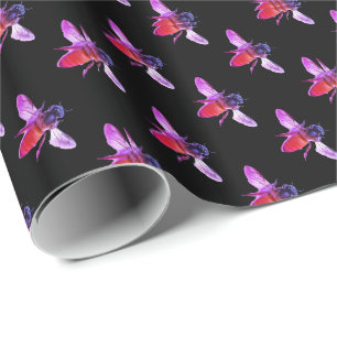 Honey Bee's pink purple insect Wrapping Paper
