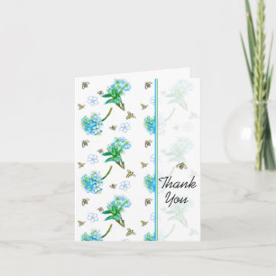 Honey Bees Watercolor Flowers Thank You Card
