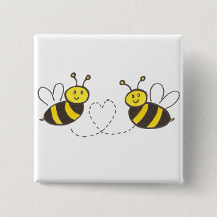 Honey Bees with Heart 15 Cm Square Badge