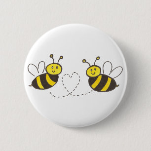 Honey Bees with Heart 6 Cm Round Badge