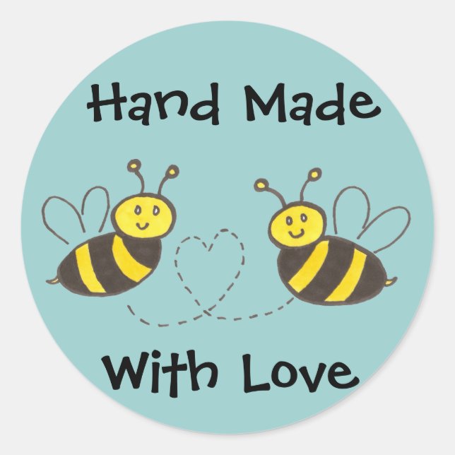 Honey Bees with Heart Classic Round Sticker (Front)