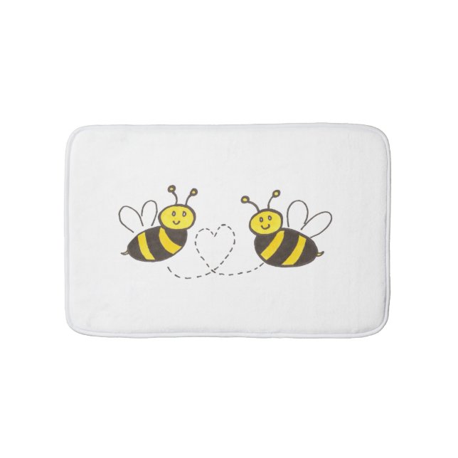 Honey Bees with Heart for your Bathroom Bath Mat (Front)