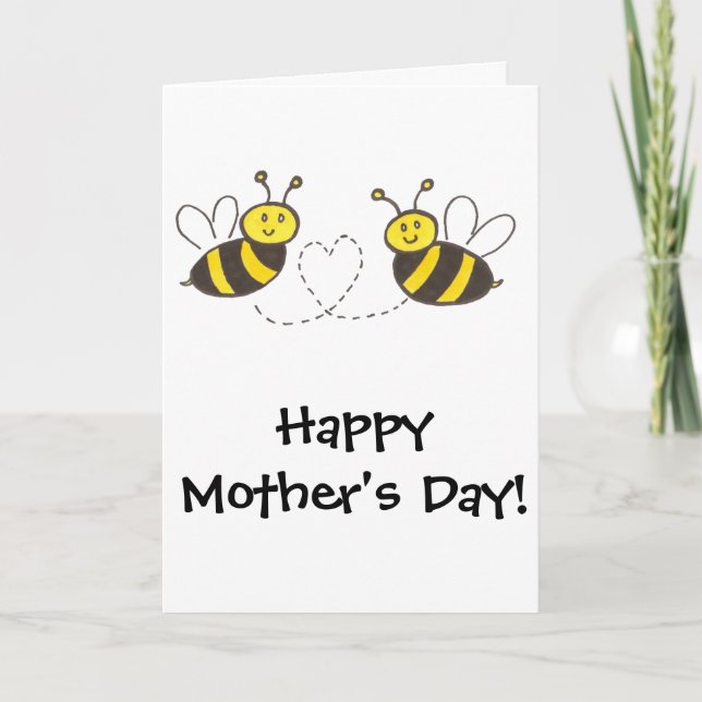 Honey Bees with Heart Happy Mother's Day! Card (Front)