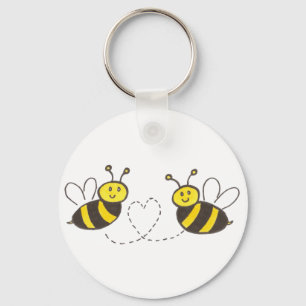 Honey Bees with Heart Key Ring