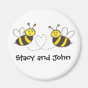 Honey Bees with Heart with Personalized Name Magnet