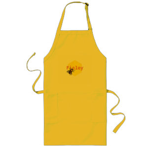 Honey bees with orange yellow hexagon drawing art long apron