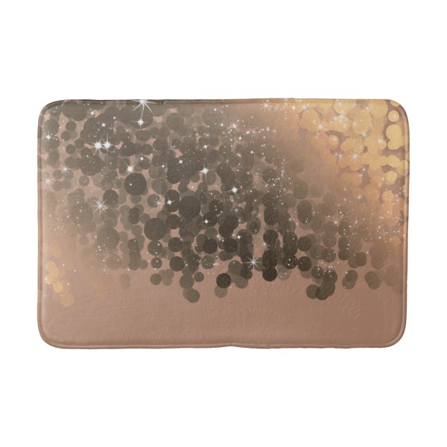 Honey Beige Champagne Golden Sparkle Lights Bath Mat (Front)