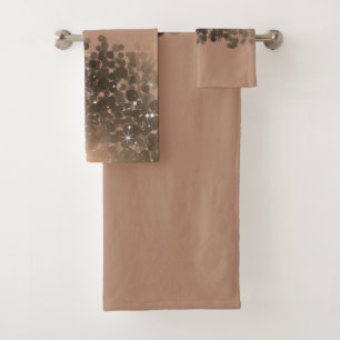 Honey Beige Champagne Golden Sparkle Lights Bath Towel Set