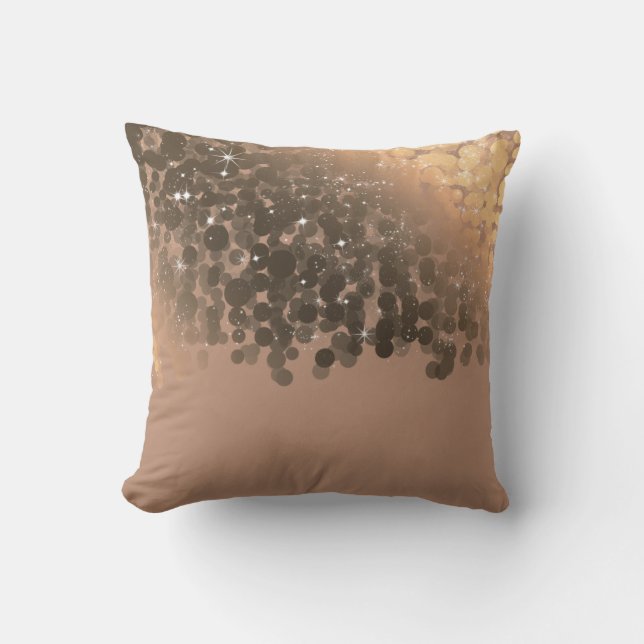 Honey Beige Champagne Golden Sparkle Lights Cushion (Front)