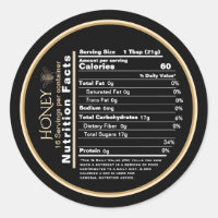 Honey Black and Gold Mini Nutrition Facts Sticker