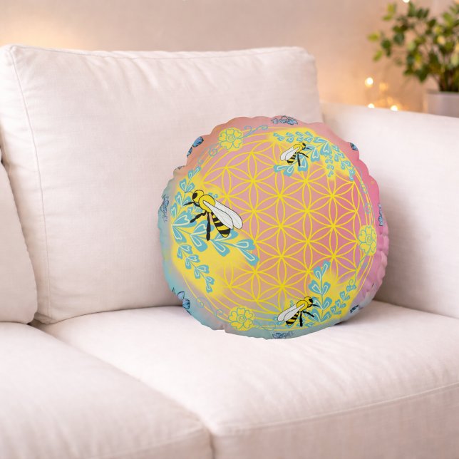 Honey Bloom – Colour of Heart Round Cushion (Creator Uploaded)