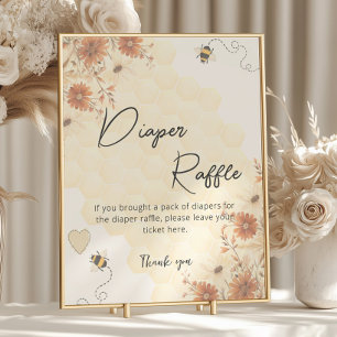 Honey Boho Wildflower Baby Shower Diaper Raffle Poster