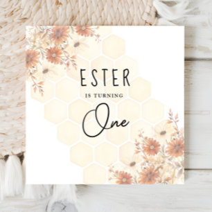 Honey Boho Wildflower Gender Neutral Birthday Napkin