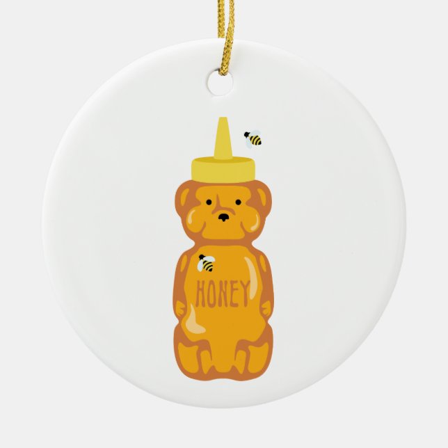 Honey Bottle Ceramic Ornament (Front)