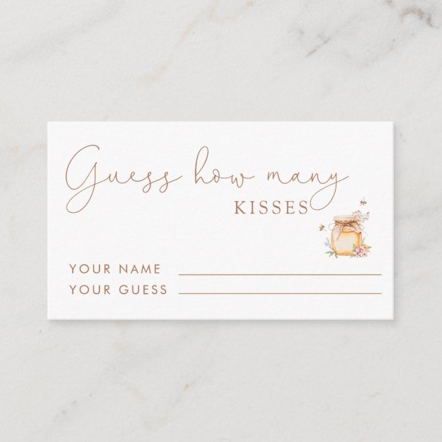 Honey Bridal Shower Guess How Many Kisses  Enclosure Card (Front)