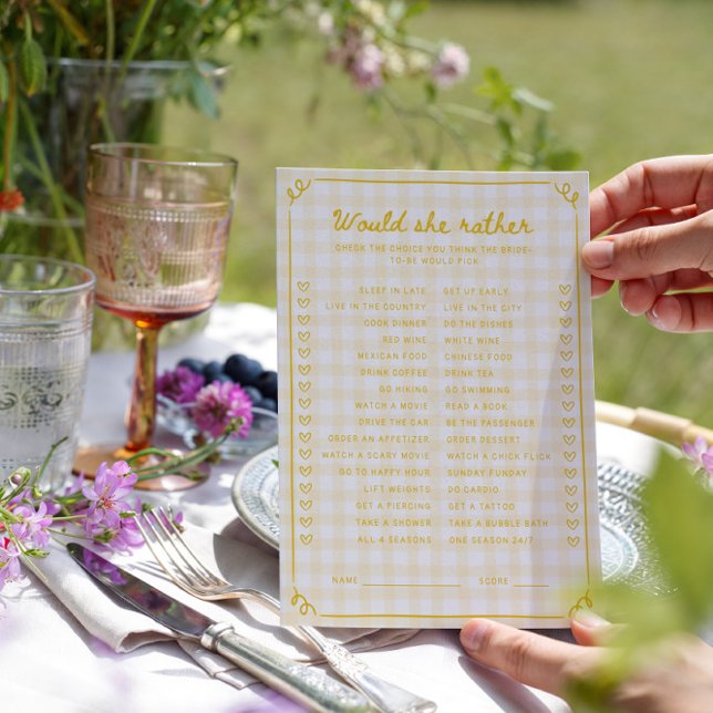 Honey Bridal Shower Would She Rather Game Card (Creator Uploaded)