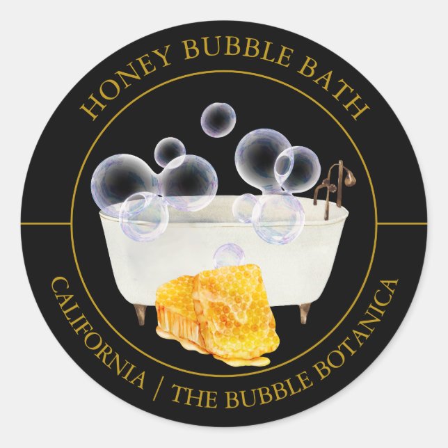 Honey Bubble Bath label (Front)