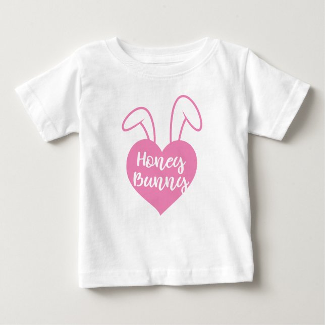 Honey Bunny pink heart Baby T-Shirt (Front)