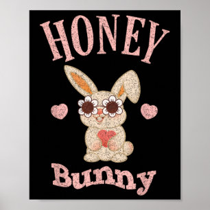 Honey Bunny Retro Easter Cute Rabbit Women Girls K Poster