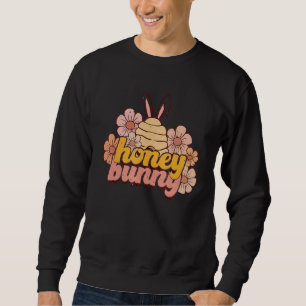 Honey Bunny Retro Easter Day Hippie Flower Rabbit Sweatshirt