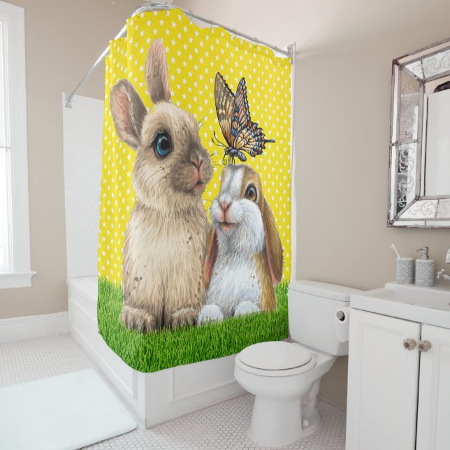 Honey Bunny Shower Curtain (In Situ)