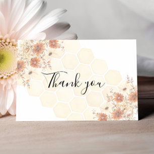 Honey Buzzy Boho Wildflower First Birthday Thank You Card