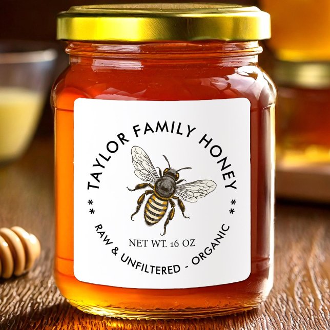 Honey canning label with honey bee (Creator Uploaded)