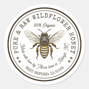 Honey canning sticker with bee