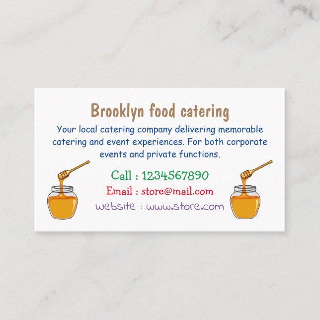 Honey cartoon illustration  business card (Front)